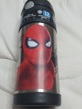 Thermos FUNtainer Kids Bottle - Black, Silver & Multicolor Logo. Never Used